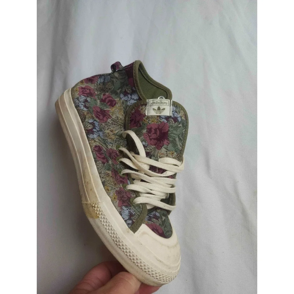 Adidas Honey Hook Sneakers Womens Size 7 Green Floral Tapestry High‎ Top Lace Up